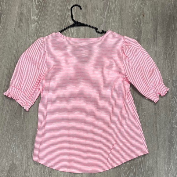 Talbots Pink and White Striped Short Sleeve Tee - Picture 3 of 3